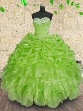 Comfortable Sleeveless Beading and Appliques and Ruffles and Ruching Floor Length Quinceanera Dresses