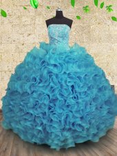 Dazzling Sleeveless Beading and Ruffles Lace Up 15 Quinceanera Dress