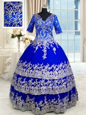 Dazzling Half Sleeves Appliques and Ruffled Layers Zipper Sweet 16 Dresses