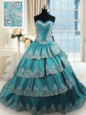 Sleeveless Beading and Appliques and Ruffled Layers Lace Up Vestidos de Quinceanera