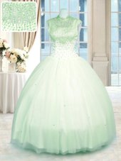 Great Floor Length Zipper Sweet 16 Quinceanera Dress Yellow Green and In for Military Ball and Sweet 16 and Quinceanera with Beading