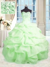 Superior Floor Length Lace Up Ball Gown Prom Dress for Military Ball and Sweet 16 and Quinceanera with Beading and Ruffles