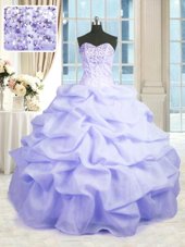 Superior Lavender Sweet 16 Quinceanera Dress Military Ball and Sweet 16 and Quinceanera and For with Beading and Ruffles Sweetheart Sleeveless Lace Up