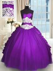 Flirting Pick Ups Ball Gowns Quinceanera Dresses Purple Sweetheart Taffeta Sleeveless Floor Length Lace Up