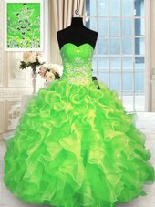 Enchanting Sleeveless Floor Length Beading Lace Up Ball Gown Prom Dress