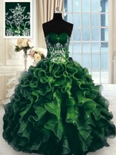Perfect Multi-color Sleeveless Beading and Ruffles Floor Length Ball Gown Prom Dress