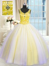 Fantastic Sequins Floor Length Ball Gowns Sleeveless Multi-color Quinceanera Dress Lace Up