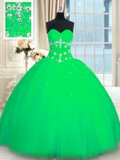 Edgy Sleeveless Lace Up Floor Length Appliques Quinceanera Dresses