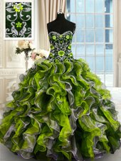 Classical Sweetheart Sleeveless Lace Up Quinceanera Dress Multi-color Organza