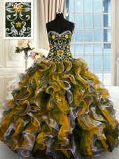 Spectacular Floor Length Ball Gowns Sleeveless Multi-color Quinceanera Dress Lace Up