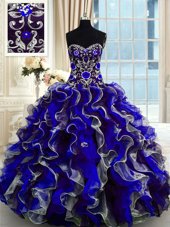 Custom Made Multi-color Sleeveless Beading and Ruffles Floor Length Quinceanera Dresses