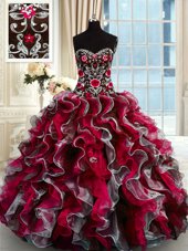 Fashion Multi-color Sleeveless Beading and Appliques Floor Length Quinceanera Dresses