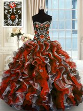 Dramatic Multi-color Sweetheart Neckline Beading and Appliques Sweet 16 Quinceanera Dress Sleeveless Lace Up