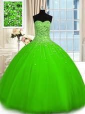 Sexy Sleeveless Tulle Lace Up 15 Quinceanera Dress for Military Ball and Sweet 16 and Quinceanera