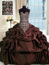 Best Selling Sleeveless Beading and Embroidery and Pick Ups Zipper Quince Ball Gowns