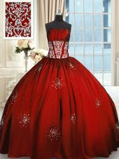 Chic Sleeveless Lace Up Floor Length Beading and Appliques and Ruching Quinceanera Dress