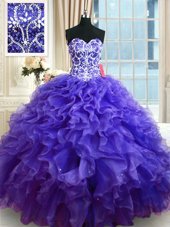 High End Floor Length Ball Gowns Sleeveless Purple Ball Gown Prom Dress Lace Up