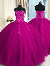 Fantastic Sleeveless Lace Up Floor Length Appliques and Embroidery Ball Gown Prom Dress