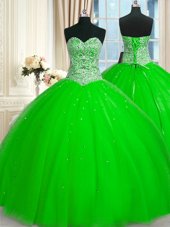 Charming Sweetheart Neckline Beading and Sequins Quinceanera Gown Sleeveless Lace Up