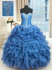Nice Floor Length Ball Gowns Sleeveless Baby Blue Sweet 16 Quinceanera Dress Lace Up