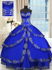 Low Price Sleeveless Lace Up Floor Length Beading and Embroidery and Ruffled Layers 15 Quinceanera Dress