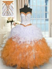 Superior Multi-color Sweetheart Lace Up Beading and Ruffles Quinceanera Dresses Sleeveless