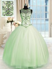 Perfect Scoop Sleeveless Beading Lace Up Quinceanera Dresses