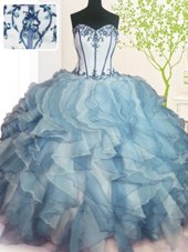 Vintage Multi-color Organza Lace Up Sweetheart Sleeveless Floor Length Quinceanera Dress Beading and Ruffles