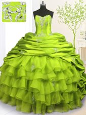 Great Pick Ups Ruffled With Train Apple Green Quinceanera Dresses Strapless Sleeveless Brush Train Lace Up