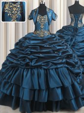 Exceptional Pick Ups With Train Navy Blue Quinceanera Gown Sweetheart Sleeveless Brush Train Lace Up