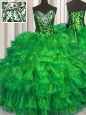 Fantastic Sleeveless Organza Lace Up Vestidos de Quinceanera for Military Ball and Sweet 16 and Quinceanera