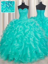 Best Selling Sleeveless Beading and Ruffles Lace Up Quinceanera Dresses