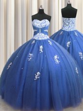 Comfortable Floor Length Ball Gowns Sleeveless Royal Blue Ball Gown Prom Dress Lace Up