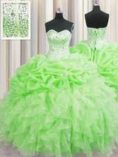 Dynamic Visible Boning Quinceanera Gown Military Ball and Sweet 16 and Quinceanera and For with Beading and Ruffles and Pick Ups Sweetheart Sleeveless Lace Up