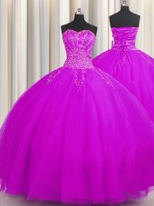 Fine Really Puffy Floor Length Ball Gowns Sleeveless Purple Sweet 16 Dress Lace Up