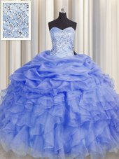 Fantastic Sleeveless Beading and Ruffles Lace Up Sweet 16 Quinceanera Dress