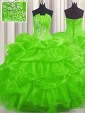 Glittering Beading and Ruffled Layers and Pick Ups Quinceanera Dresses Lace Up Sleeveless Floor Length