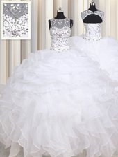 Dramatic Straps Straps Sleeveless Lace Up Floor Length Beading and Ruffles Vestidos de Quinceanera