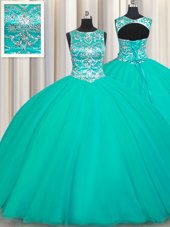 Custom Designed Scoop Sleeveless Appliques Lace Up 15 Quinceanera Dress
