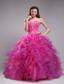 Fuchsia Ball Gown Sweetheart Floor-length Orangza Appliques Quinceanera Dress