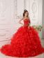 RedBall Gown Strapless Floor-length Organza Ruffles And Embroidery Quinceanera Dress