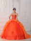 Orange Red Ball Gown Sweetheart Floor-length Taffeta Beading and Appliques Quinceanera Dress