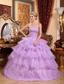 Lavender Ball Gown Strapless Floor-length Organza Beading Quinceanera Dress