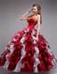 Wine Red Ball Gown Halter Floor-length Orangza Applqiues and Ruffles Quinceanera Dress