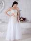 White Empire Sweetheart Floor-length Organza Appliques Prom / Evening Dress