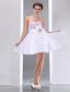 Sweet White A-line Sweetheart Beading Short Prom Dress Mini-length Taffeta and Chiffon
