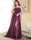 Purple Column Sweetheart Brush Train Chiffon Appliques Prom Dress