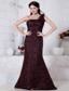 Burgundy Mermaid One Shoulder Brush Train Special Fabric Hand Made Flowers Prom / Evening Dress