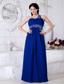 Royal Blue Empire One Shoulder Floor-length Chiffon Appliques Prom / Evening Dress