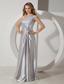Silver Column One Shoulder Floor-length Taffeta Beading Prom Dress